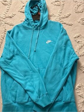 Nike Turquoise Pullover Hoodie with White Swoosh